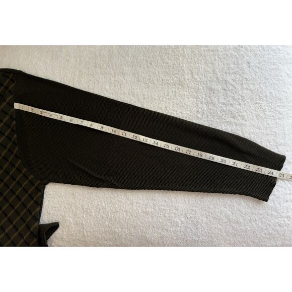 Fiji Mens Sweater Large Olive green Plaid Made In Italy Relaxed soft Size L - Picture 7 of 7